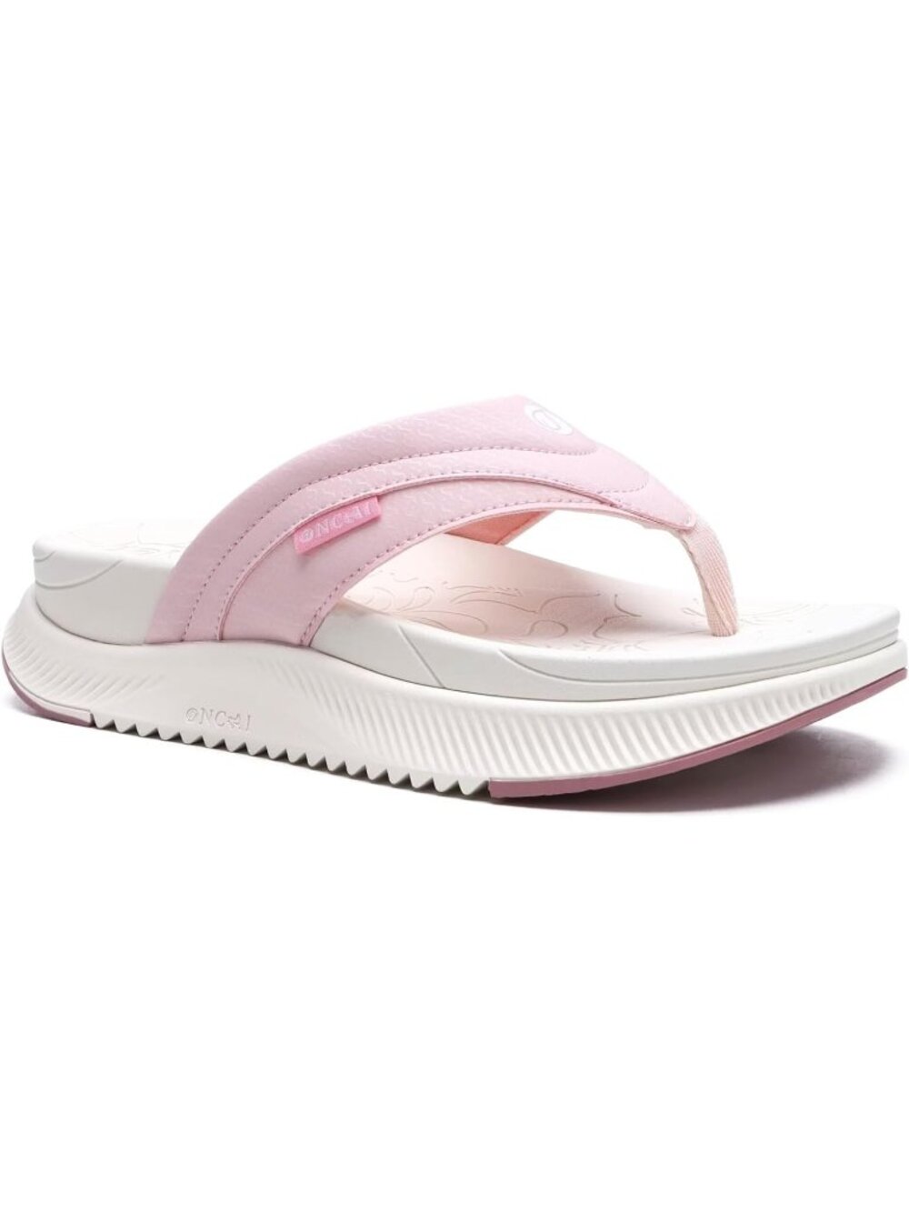 Women's Pink White Orthotic Cushion Flip Flops Recovery Walking Sandals Casual